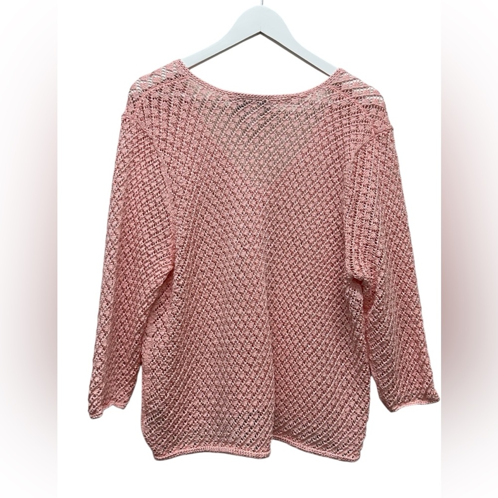 Norton Studio Women’s Vintage Pink V-Neck Knit Sweater Cardigan 2X Cottagecore - Picture 3 of 8